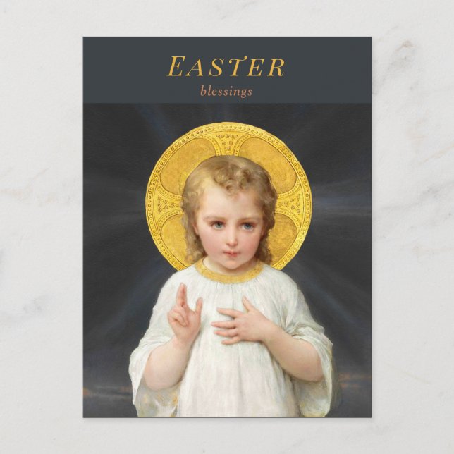 Cartão Postal De Festividades Páscoa Cristo bênção de Émile Munier (Frente)