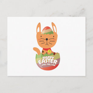 Cartão Postal De Festividades Páscoa de abril O dia da tola dá ovos para gatos P