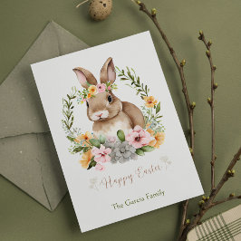 Cartão Postal De Festividades Páscoa de Coelhinho de Água e Flores do felz pasco