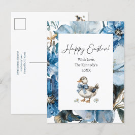Cartão Postal De Festividades Páscoa de Pato Azul