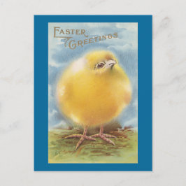 Cartão Postal De Festividades Páscoa de Vintagem do Pintinho Puffball
