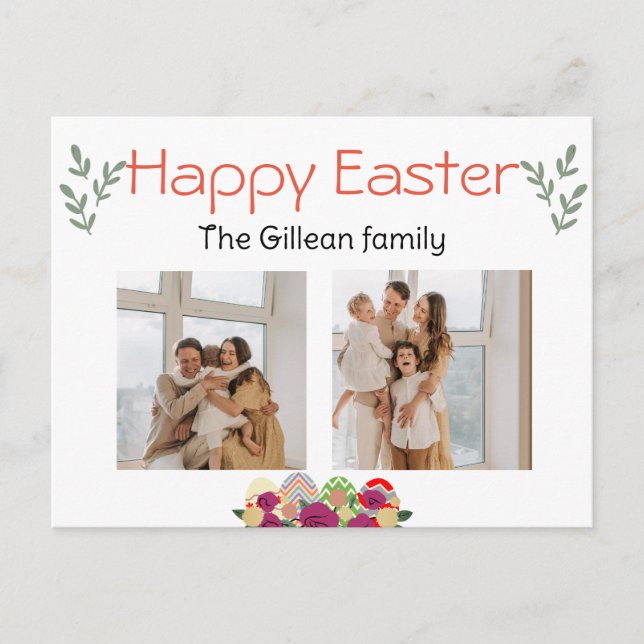 Cartão Postal De Festividades páscoa dia, felz pascoa para a família 2 foto (Frente)