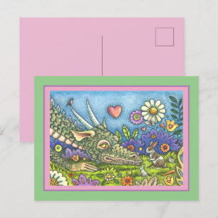 Cartão Postal De Festividades Páscoa DRAGON EM BUNNY TRAIL Fantasy