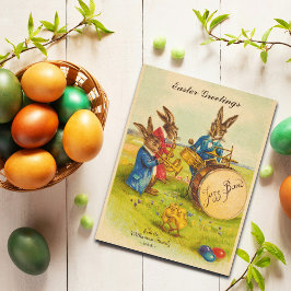 Cartão Postal De Festividades Páscoa Engraçada Saudações Dançando Pintinhos Text