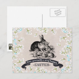 Cartão Postal De Festividades Páscoa felz pascoa.Coelhos Vintage