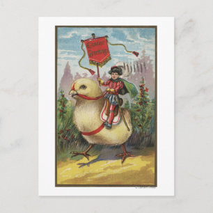 Cartão Postal De Festividades Páscoa GreetingsPrince sobre um pintinho