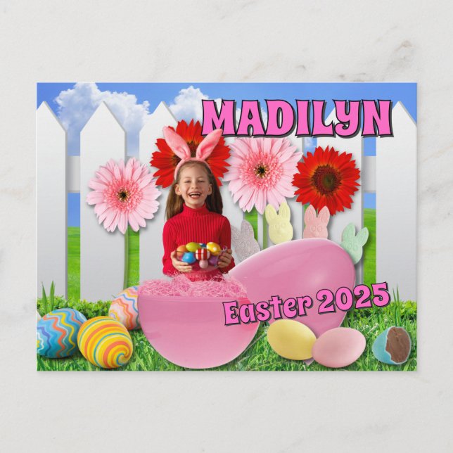 Cartão Postal De Festividades Páscoa Pintinhos de Cartão-postal Floral (Frente)