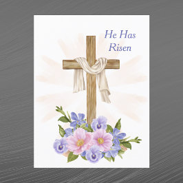 Cartão Postal De Festividades Páscoa Purple Cross Christian Floral