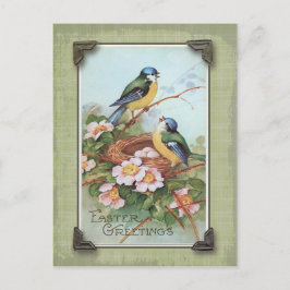 Cartão Postal De Festividades Páscoa saudações Reprodução de aves azuis