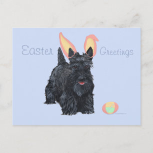 Cartão Postal De Festividades Páscoa Terrier escocesa
