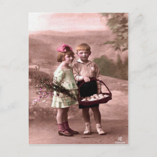 Cartão Postal De Festividades Páscoa Vintage