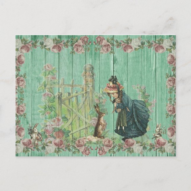 Cartão Postal De Festividades Páscoa Vintage (Frente)