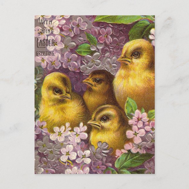 Cartão Postal De Festividades Páscoa Vintage (Frente)