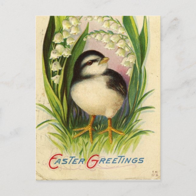 Cartão Postal De Festividades Páscoa Vintage (Frente)