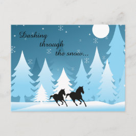 Cartão Postal De Festividades Passando pelo Natal do Cavalo da Neve