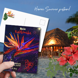 Cartão Postal De Festividades Pássaro do Paraíso Mele Kalikimaka Feriado Havaian