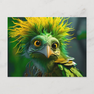 Cartão Postal De Festividades Pássaro Verde