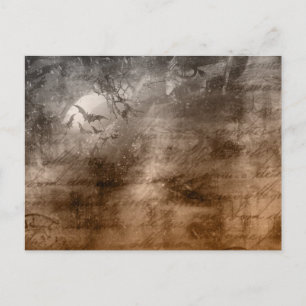 Cartão Postal De Festividades Pássaros Antoíticos Assustadores e Halloween Escre