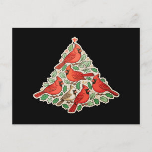 Cartão Postal De Festividades Pássaros Cardinal Árvore de Natal Natal Feriado Fa