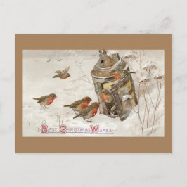 Cartão Postal De Festividades Pássaros encontram abrigo em Natais vintages de La