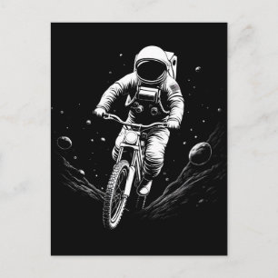 Cartão Postal De Festividades Passeio de Bicicleta do Astronauta Cósmico Aventur