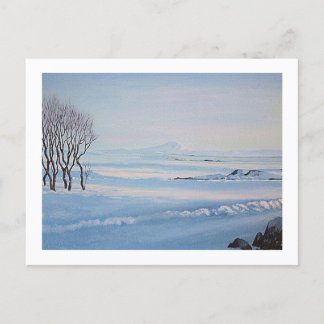 Cartão Postal De Festividades Pasta original de óleo da paisagem do inverno isla