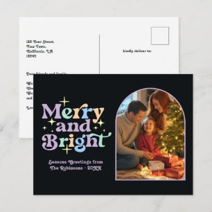 Cartão Postal De Festividades Pastéis Alegres Natal Retrô Alegre e Brilhante