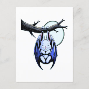 Cartão Postal De Festividades Pastel Bat Bunny Spooky Bonito Halloween