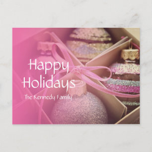 Cartão Postal De Festividades Pastel Christmas Ornaments