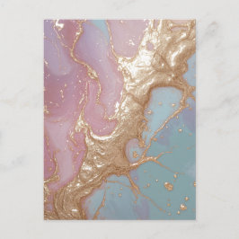 Cartão Postal De Festividades Pastel Dourado Marble