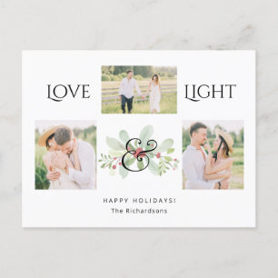 Cartão Postal De Festividades Pastel Watercolor Christmas Floral 3-Photo