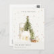 Cartão Postal De Festividades Pastel White Snow Tree Casas de Terras de Neve Sau (Frente/Verso)