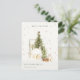 Cartão Postal De Festividades Pastel White Snow Tree Casas de Terras de Neve Sau (Em pé/Frente)