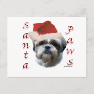 Cartão Postal De Festividades Patas do papai noel de Shih Tzu