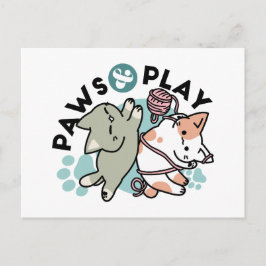 Cartão Postal De Festividades Patas e Diversão – Adorável Ilustração de Gato