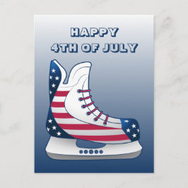 Cartão Postal De Festividades Patins de hóquei de 4 de Julho