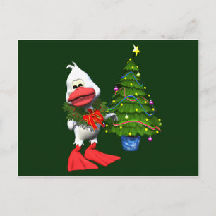 Cartão Postal De Festividades Pato de Natal
