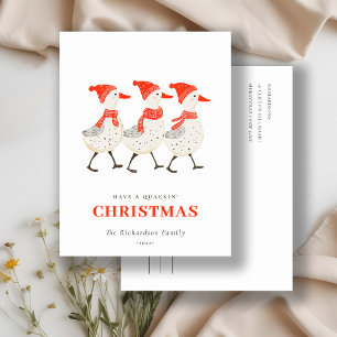 Cartão Postal De Festividades Patos de Natal Engraçados Vermelhos e Fofos que Gr