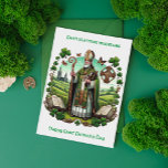 Cartão Postal De Festividades Patrimônio Irlandês: Bispo Tradicional Saint Patri<br><div class="desc">Este cartão postal de saudação do Dia de São Patrício retrata lindamente um bispo irlandês tradicional em trajes históricos, rodeado por elementos simbólicos como as camarões e uma cruz celta. O sereno campo irlandês, no fundo, aumenta a profundidade cultural do cartão, fazer-o de uma representação única do rico patrimônio irlandês....</div>