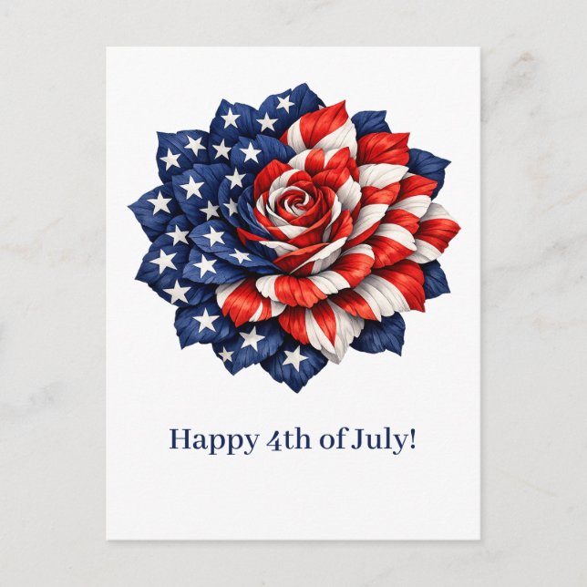 Cartão Postal De Festividades Patriotic Flag Floral Illustration (Frente)