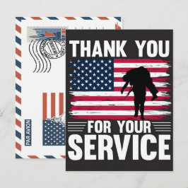 Cartão Postal De Festividades Patriotic Soldier Holding US Flag Postcard