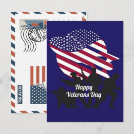 Cartão Postal De Festividades Patriotic Soldier Holding US Flag Postcard