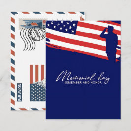 Cartão Postal De Festividades Patriotic Soldier Holding US Flag Postcard
