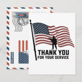Cartão Postal De Festividades Patriotic Soldier Holding US Flag Postcard