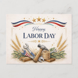 Cartão Postal De Festividades Patriotic Worker Tools Labor Day
