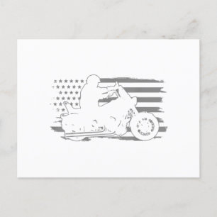Cartão Postal De Festividades Patriótica Motorcycle Vintage American Flag Biker