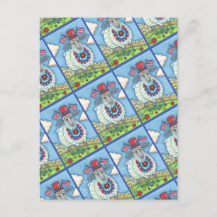 CARTÃO POSTAL DE FESTIVIDADES PATRIÓTICO QUARTO DA OVINHA DE JULHO, ARTE FOLK E