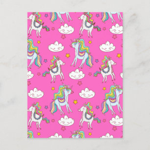 Cartão Postal De Festividades Patterno Funny Unicorn Cute
