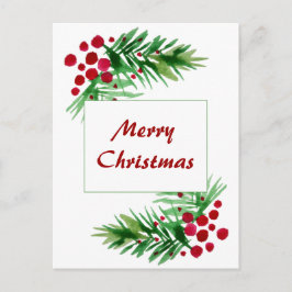 Cartão Postal De Festividades Pavimento De Pinheiros Com Aquarela Pintada À Mão,