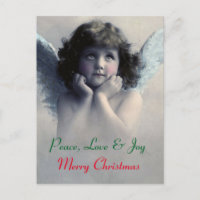 Paz, amor e alegria. Anjo do natal vintage